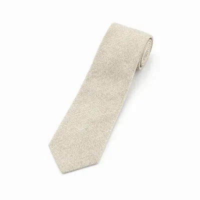 Tie 60% Linen 40% Beige White Gloss Stripe Untipped - 8721399463109