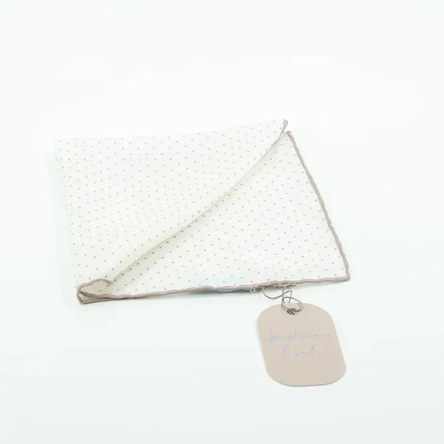 Pocket Square 100% Silk 37x37cm White & Beige Dots  - 8721399463239 1