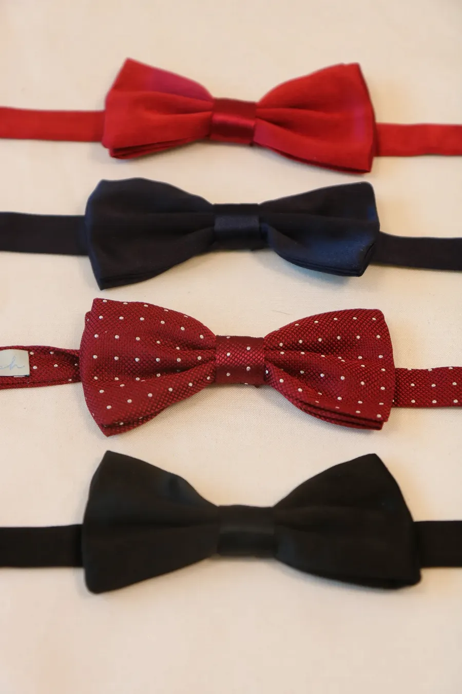 Silk Bow Tie Red White Dots