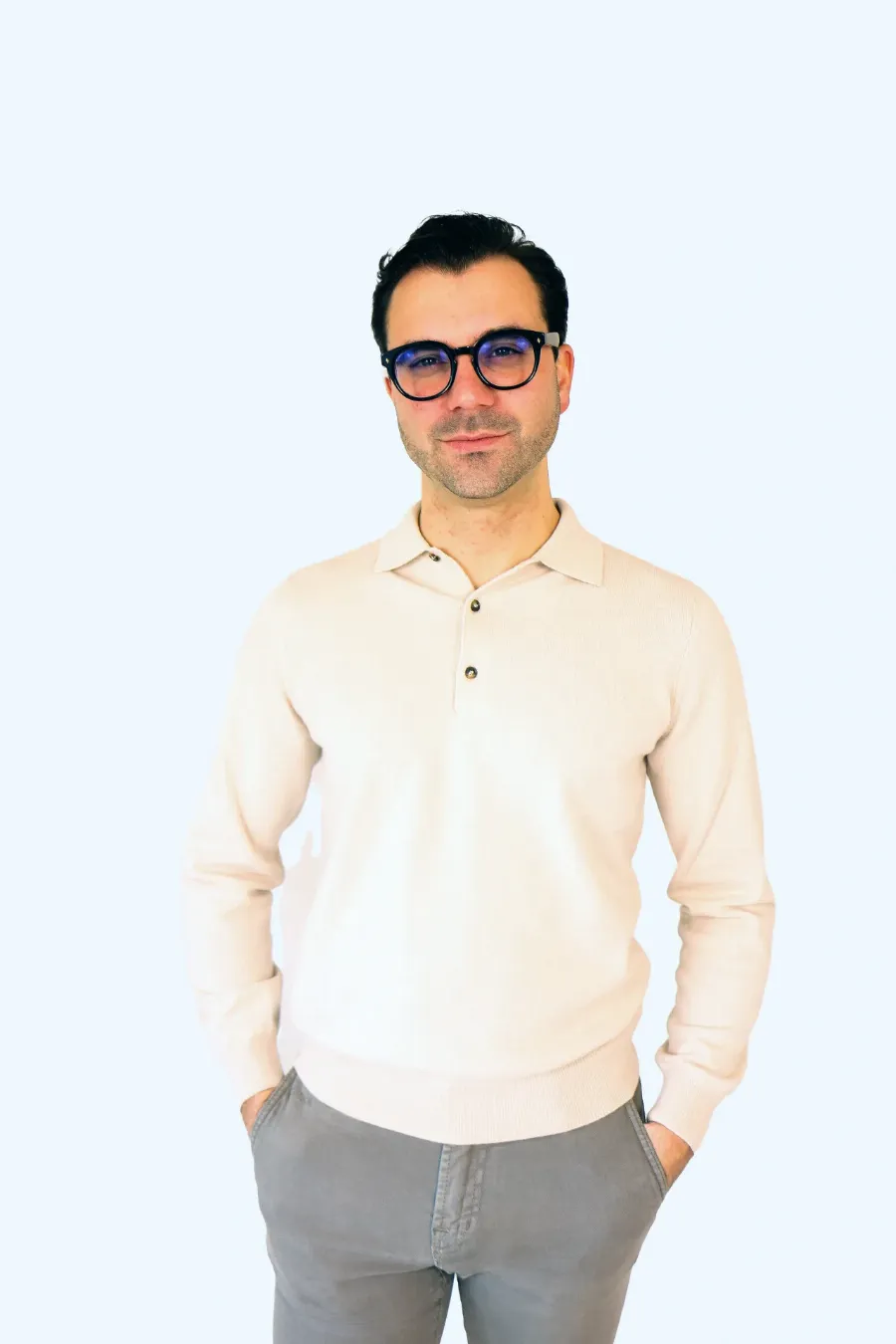 Polo longsleeve beige Bergamo cashmere  - IMG 9583