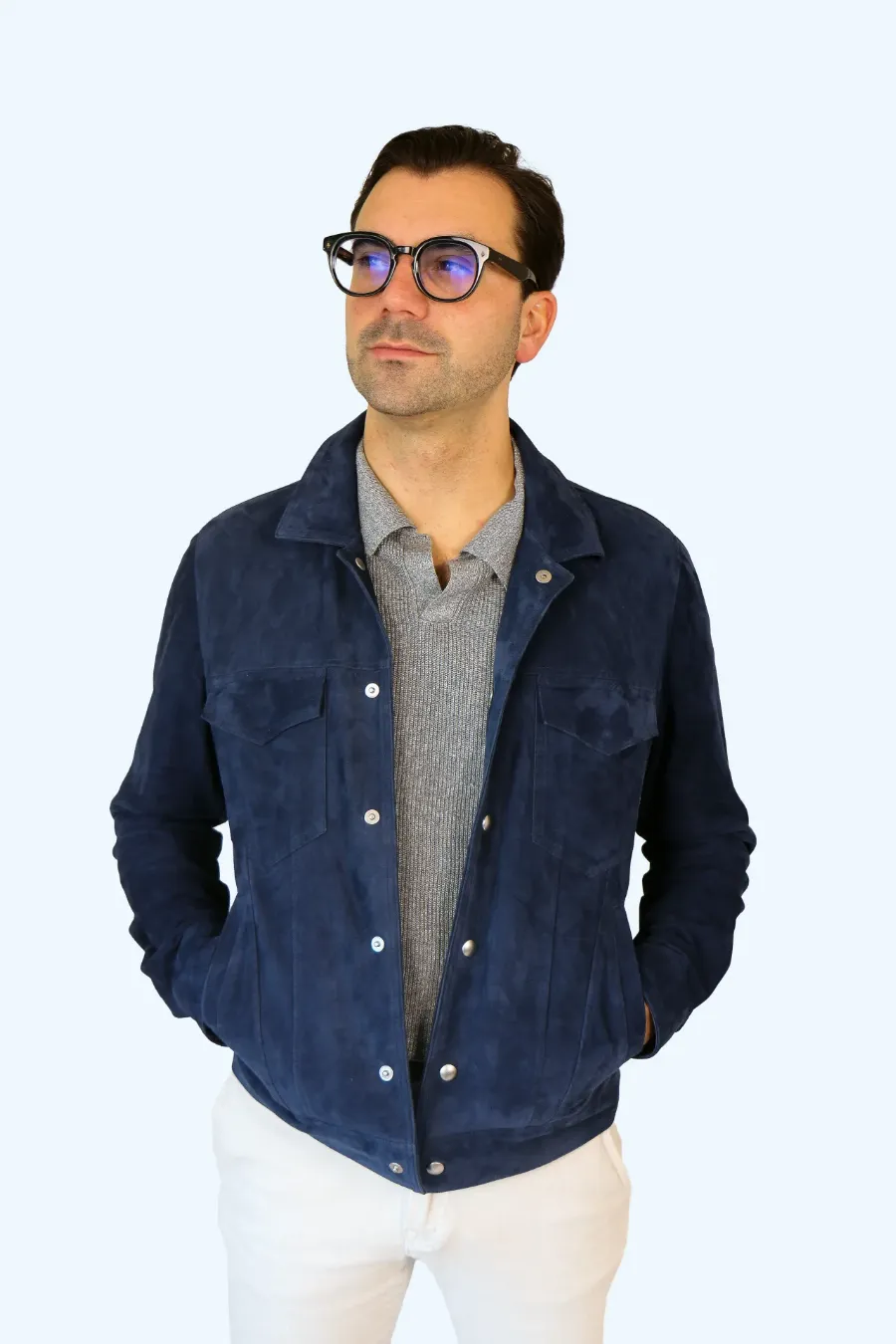 Jacket Rome royal blue suede - IMG 9864