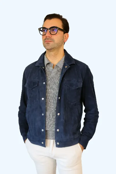Jacket Rome royal blue suede - IMG 9847