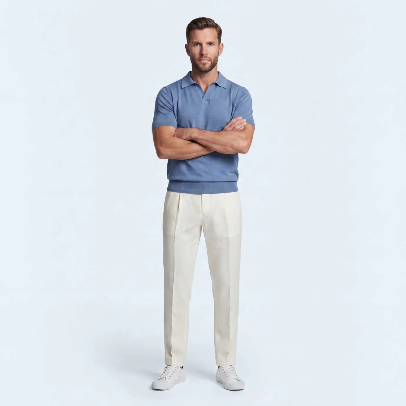 Silk Open Collar Polo