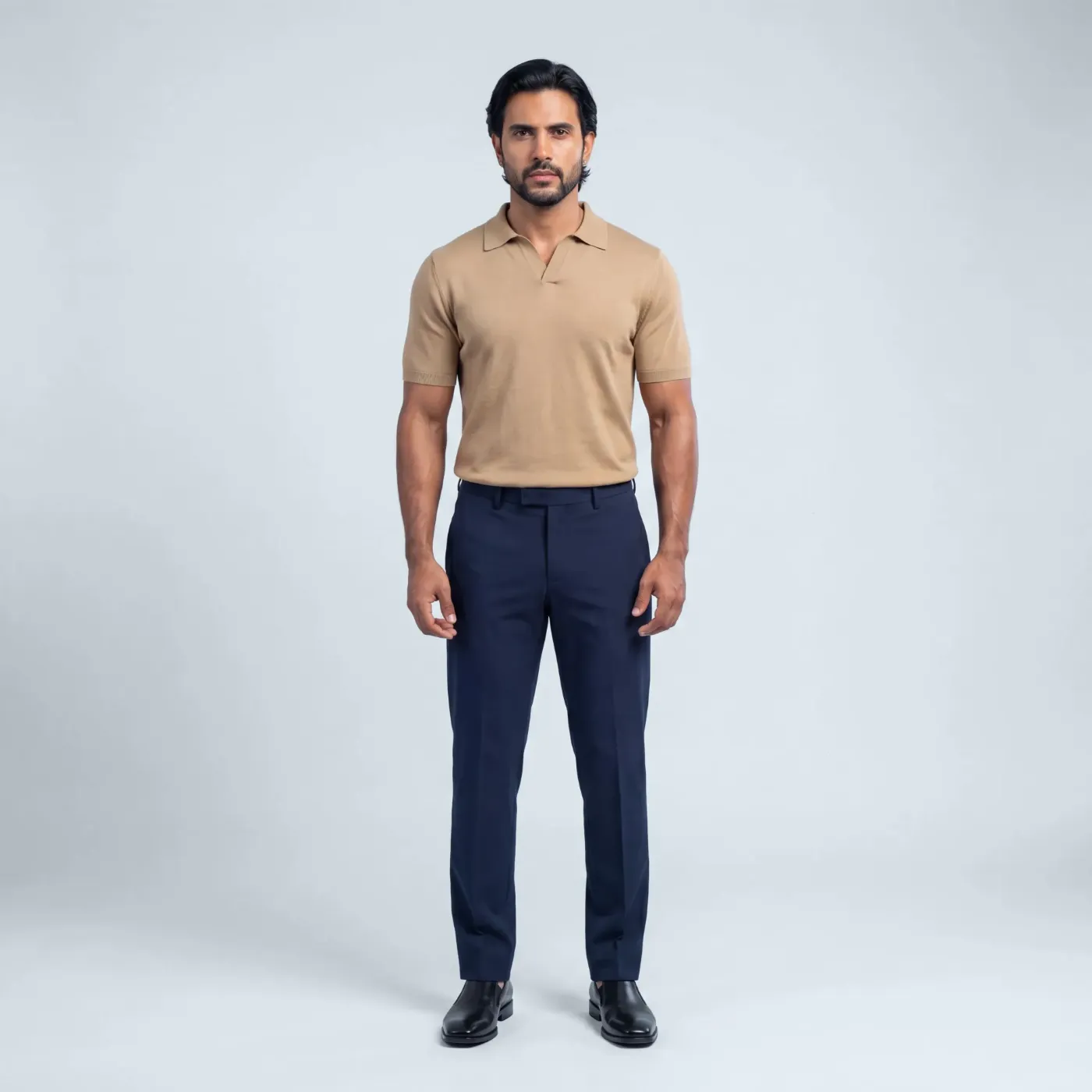 Silk Open Collar Polo