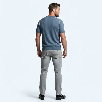 Jersey round neck Trento denim 100% silk - 8721399461198 2