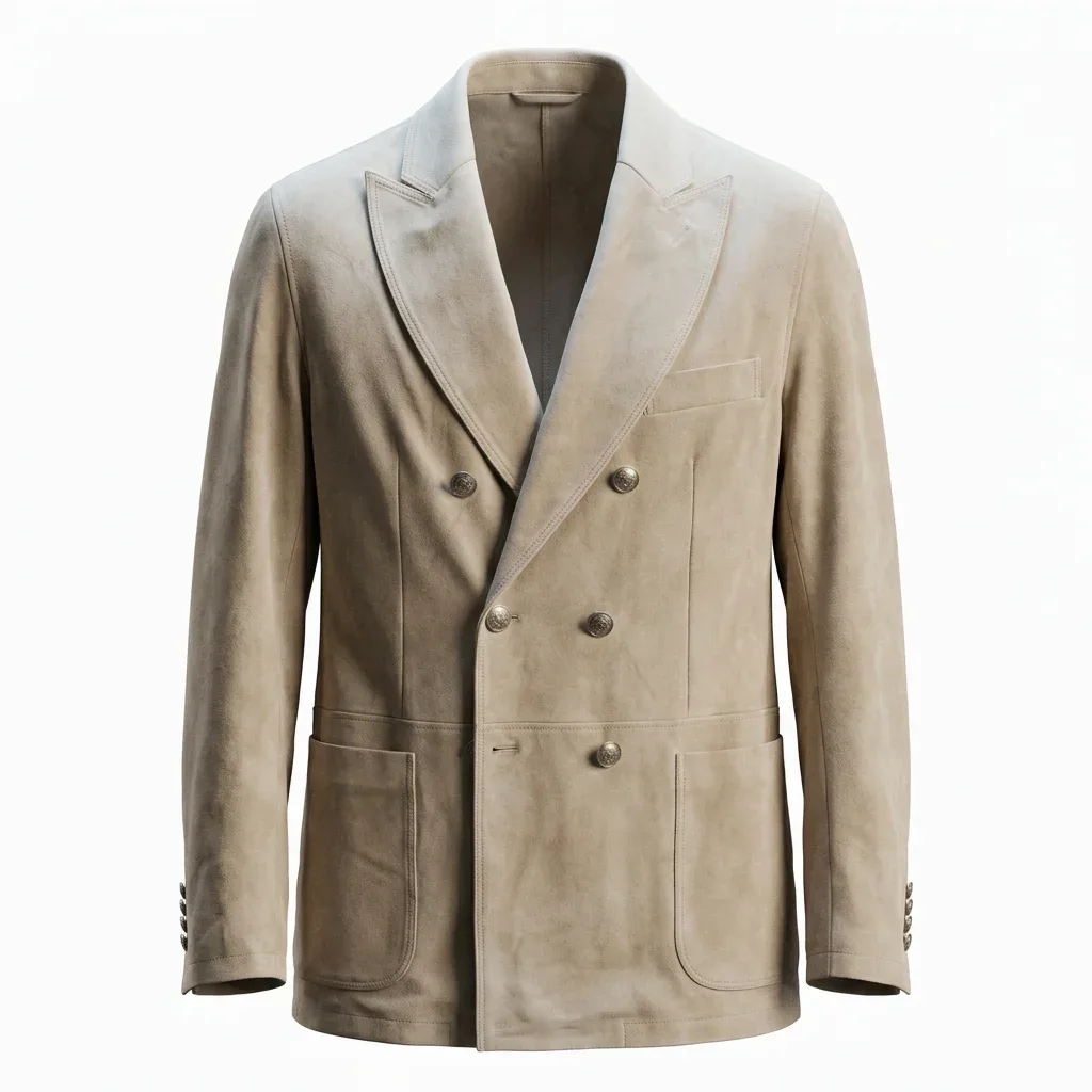 Neapolitan Suede Double-Breasted Blazer