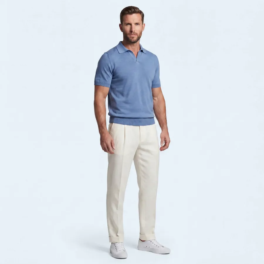 Polo Sacile azzurro 100% silk - 8721399460467 2