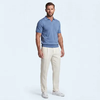 Polo Sacile azzurro 100% silk - 8721399460467 2