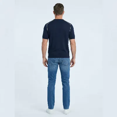 Jersey round neck Trento navy 100% silk - 001 image 75666b3d fb90 4924 9e5c f41925b10292