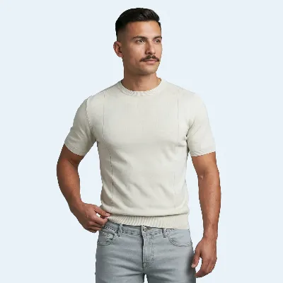 Jersey round neck Trento light sand 100% silk - 8721399461136   4