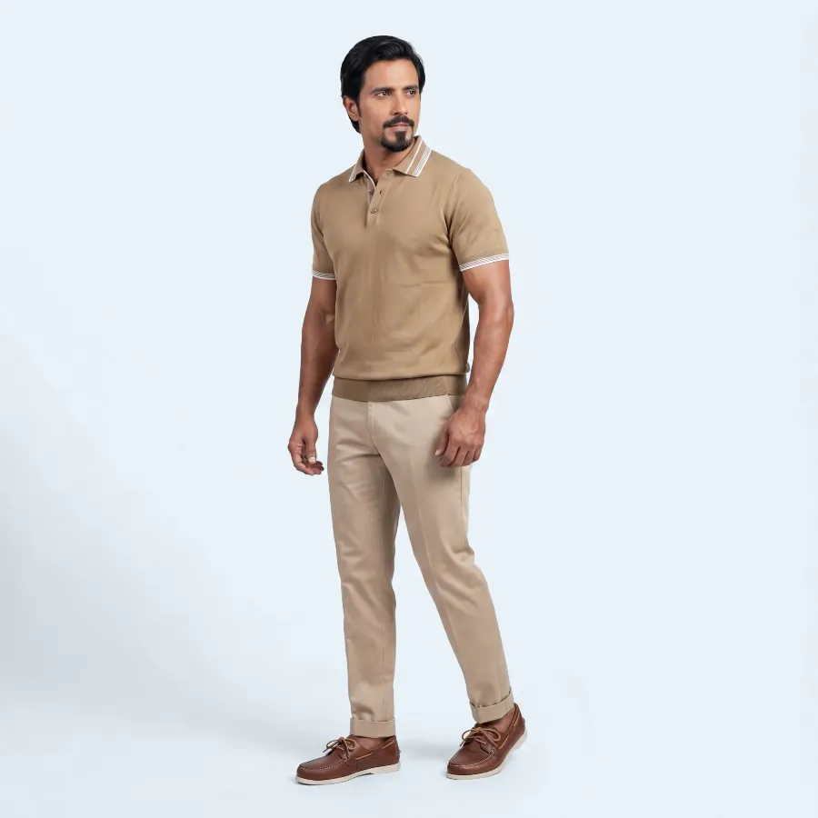 Polo button Merano warm sand 100% silk - 8721399461013 2