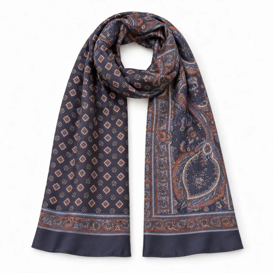 Silk Double Printed Scarf - 3 3