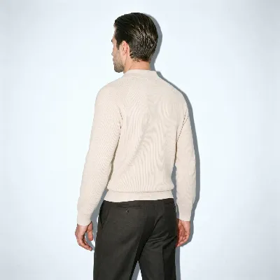 Baby Cashmere Rib Open Collar Polo - Baby Cashmere Rib Open Collar Polo Ivory 8721399464410 2