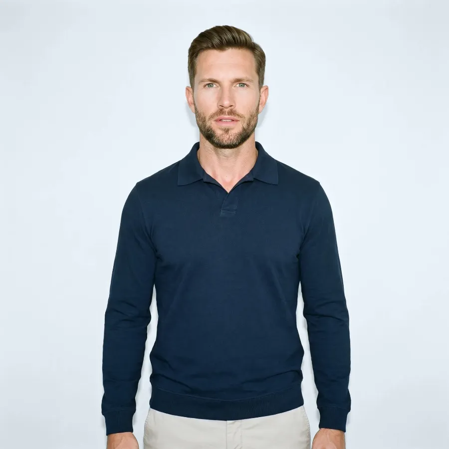 Cariaggi Kashilk Open Collar Polo - Cariaggi Kashilk Open Collar Polo Navy 1