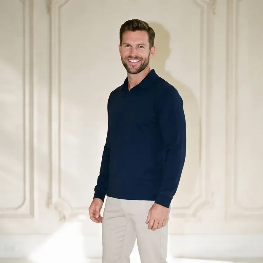 Cariaggi Kashilk Open Collar Polo - Cariaggi Kashilk Open Collar Polo Navy 3