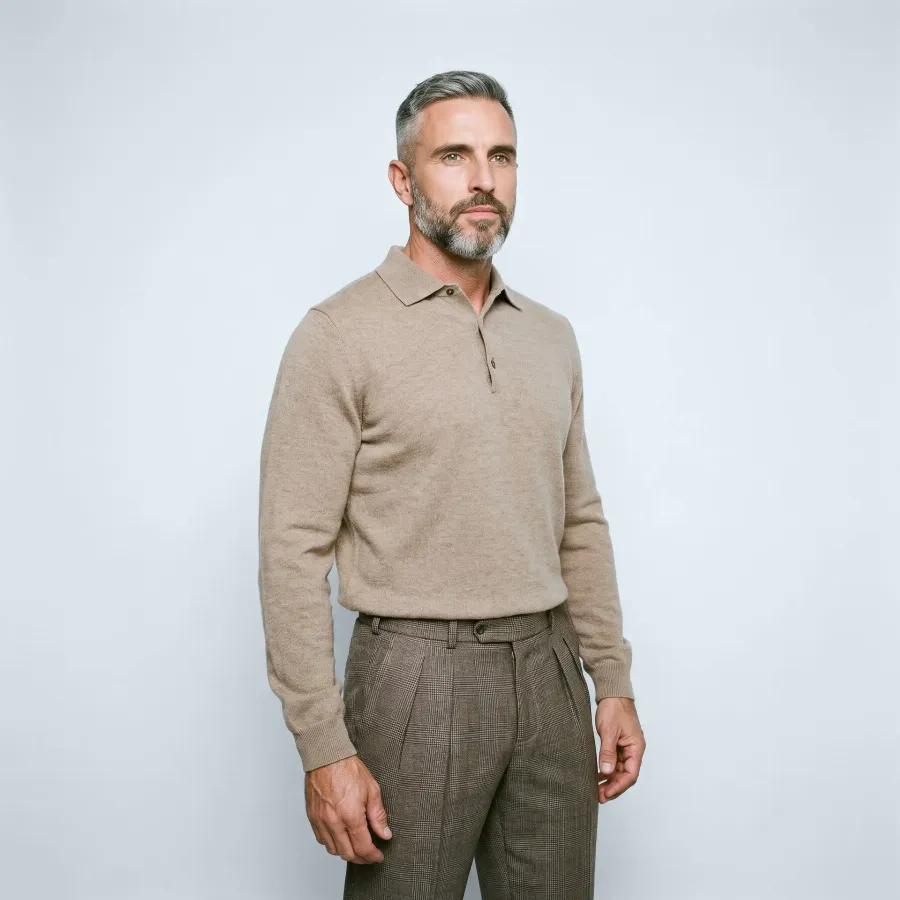 Cariaggi Cashmere Polo - Cariaggi Cashmere Polo Taupe 8721399462508 1
