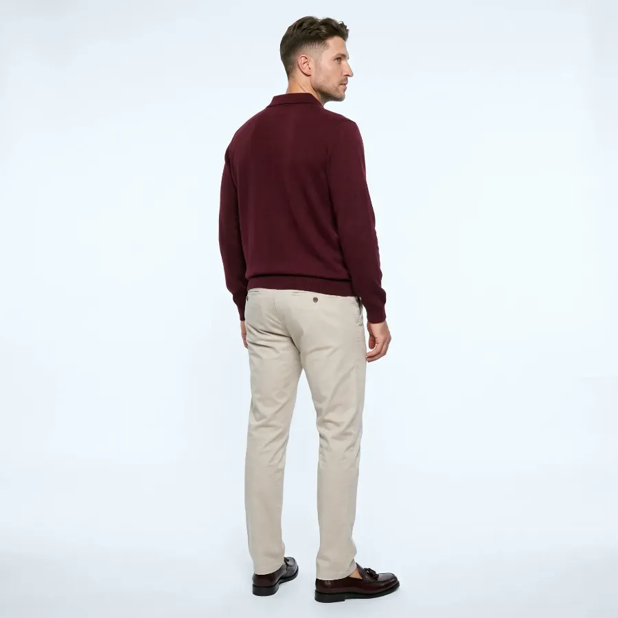 Cariaggi Cashmere Open Collar Polo - Cariaggi Cashmere Open Collar Polo Burgundy 2
